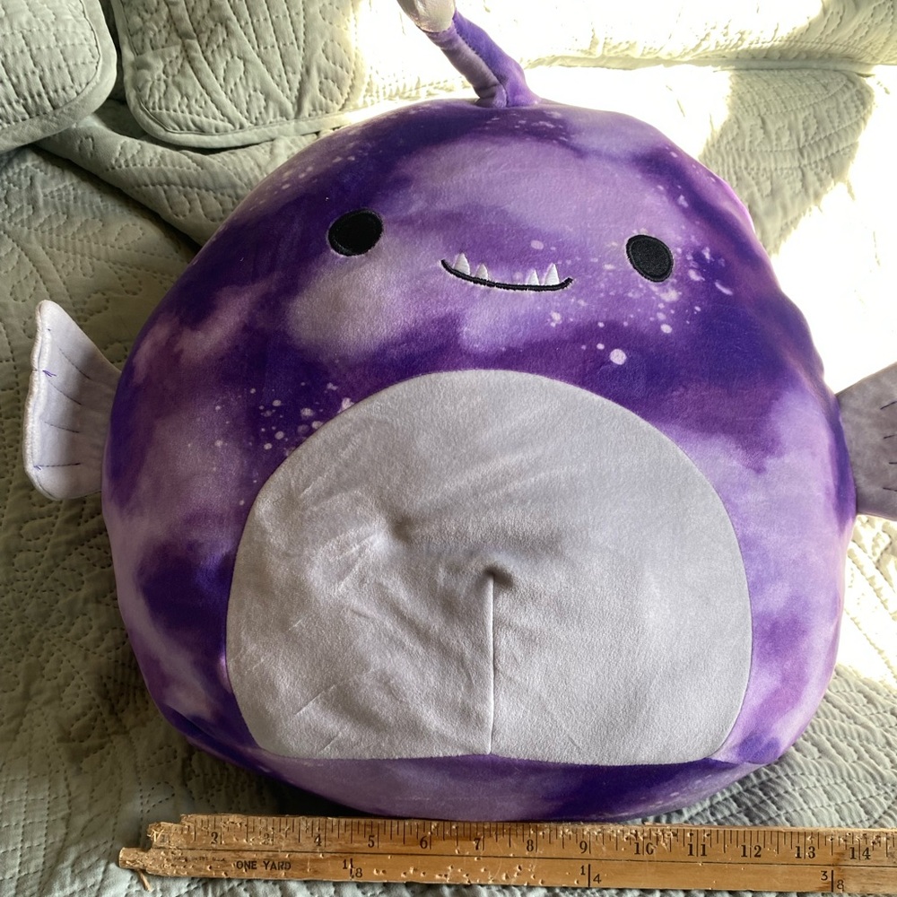 14 inch squishamallow purple tie dye easton the angler fish new condition